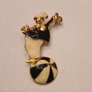 Enamel Clown Balancing On Ball Pin
